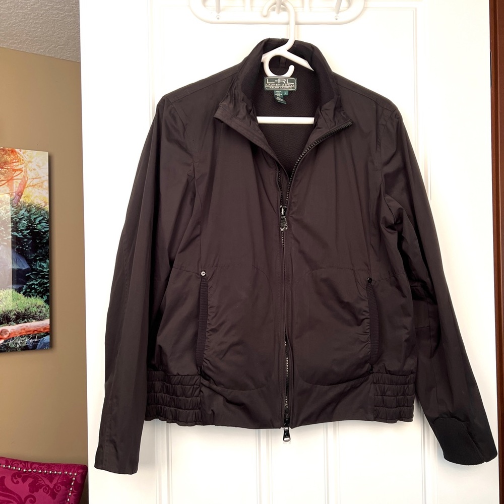 NWOT L-RL Ralph Lauren Active Black Windbreaker/Rain Jacket - Super Cute!